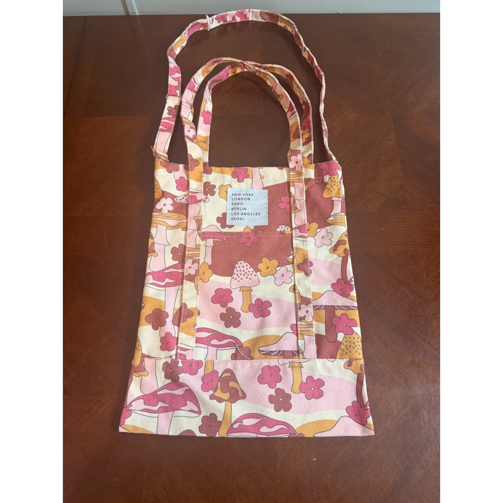 Retro Mushroom Flower Tote‎ Bag Canvas Shoulder Shopper Boho Hippie Style